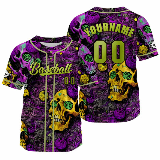 Custom Purple Baseball Jersey Print Personalized Name, Number and Logo