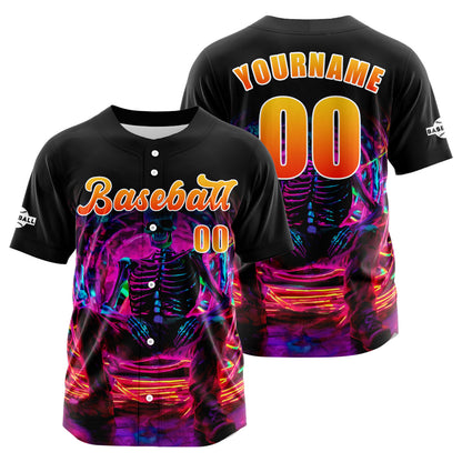 Custom Black Orange Button Down Baseball Jersey for Men Women Adult Youth Print Name Number Logo