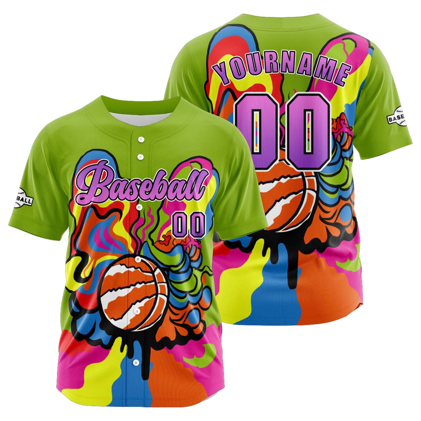 Custom Green Button Down Baseball Jersey for Men Women Adult Youth Print Name Number Logo