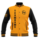 Custom Black Yellow Waterproof Varsity Jackets Personalized Stitched Name Number Logo to Letterman Jackets