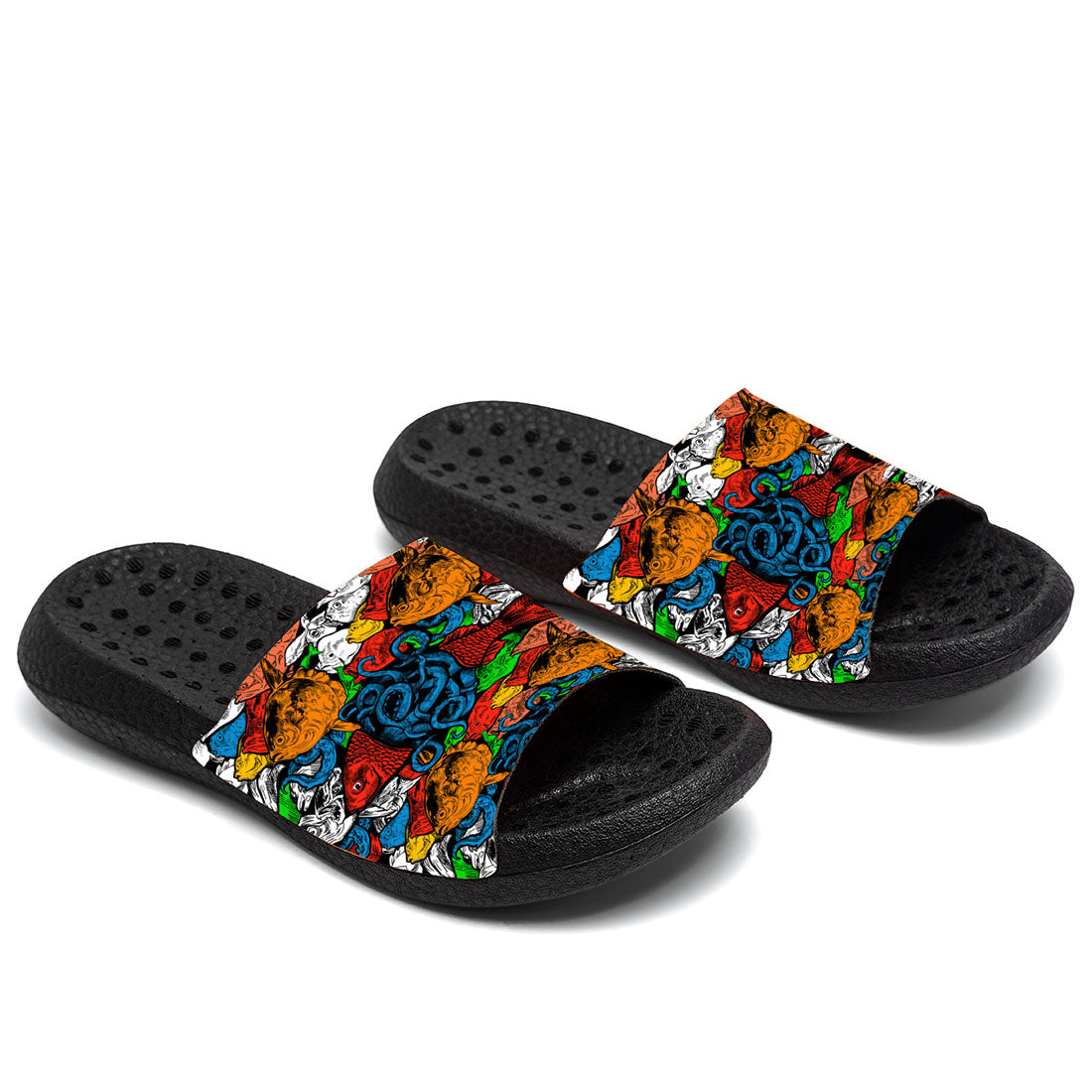 Customized Basketball Slippers With Added Patterns, Name Number Logo