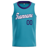 Custom Stitched Basketball Jersey for Men, Women And Kids Teal-Purple-White