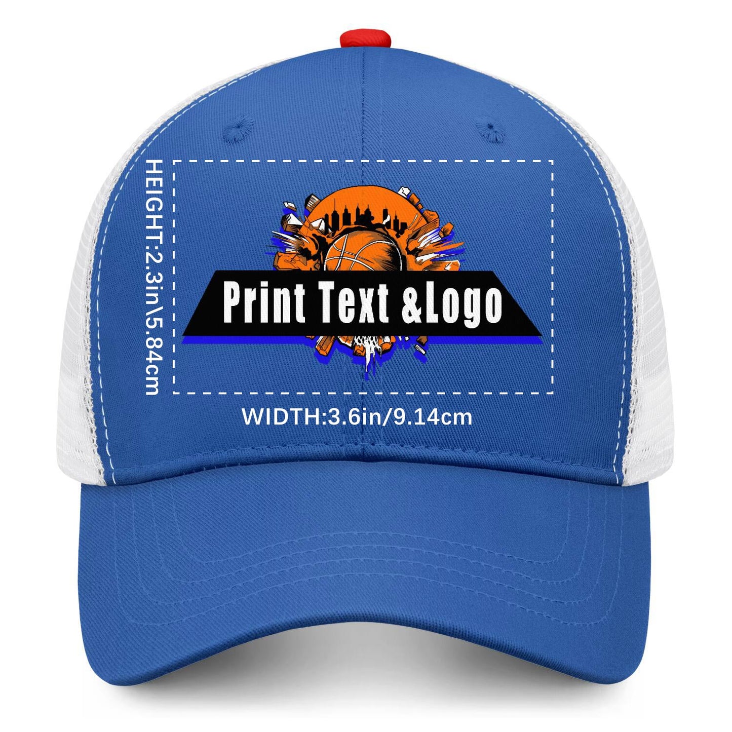 Custom Blue Red Two-Tone White Mesh Snapback Cap Unisex Sporty Casual Hats