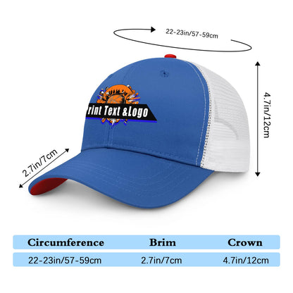 Custom Blue Red Two-Tone White Mesh Snapback Cap Unisex Sporty Casual Hats