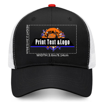 Custom Black Red Two-Tone White Mesh Snapback Cap Unisex Sporty Casual Hats