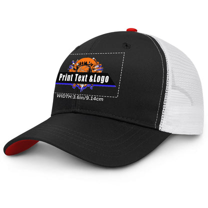 Custom Black Red Two-Tone White Mesh Snapback Cap Unisex Sporty Casual Hats