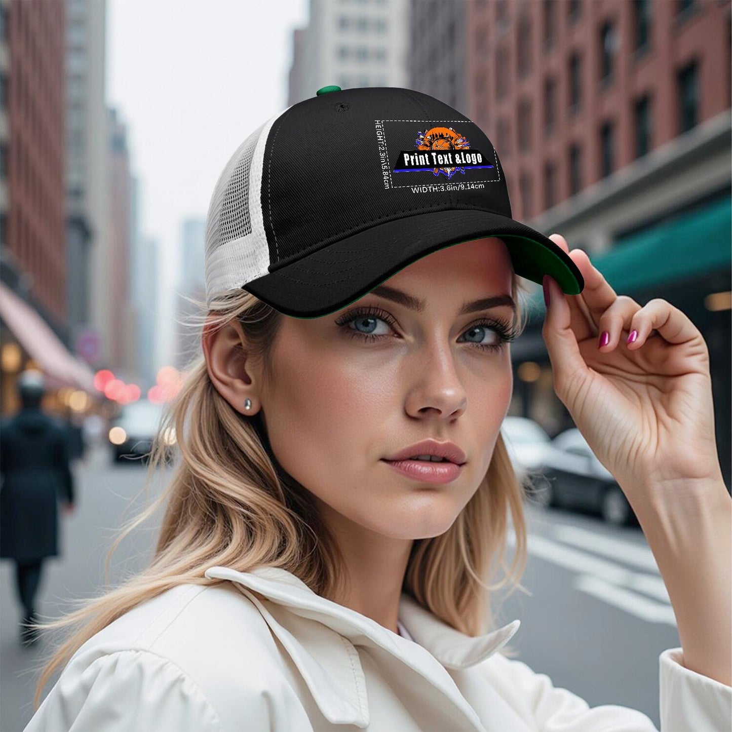 Custom Black Green Two-Tone White Mesh Snapback Cap Unisex Sporty Casual Hats