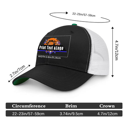 Custom Black Green Two-Tone White Mesh Snapback Cap Unisex Sporty Casual Hats