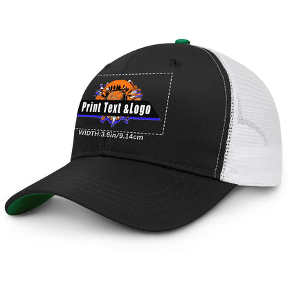 Custom Black Green Two-Tone White Mesh Snapback Cap Unisex Sporty Casual Hats