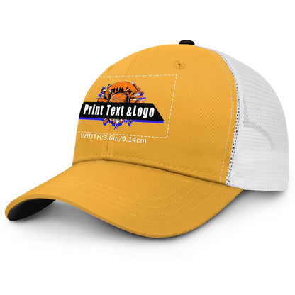 Custom Yellow Navy Black Two-Tone White Mesh Snapback Cap Unisex Sporty Casual Hats