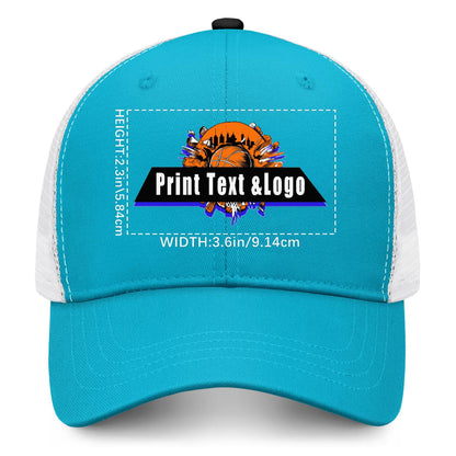 Custom Peacock Blue Black Two-Tone White Mesh Snapback Cap Unisex Sporty Casual Hats