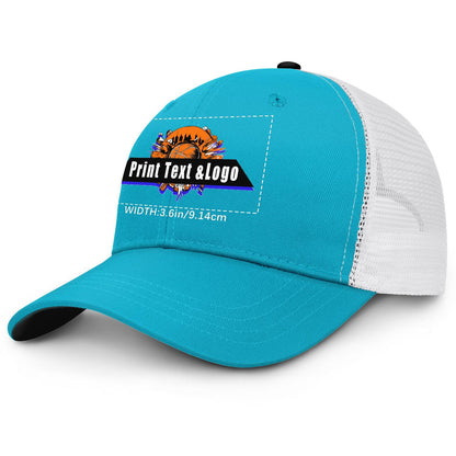 Custom Peacock Blue Black Two-Tone White Mesh Snapback Cap Unisex Sporty Casual Hats