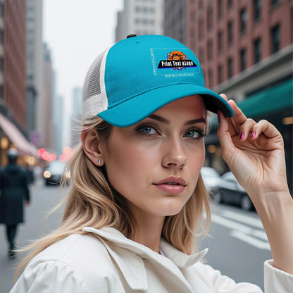 Custom Peacock Blue Black Two-Tone White Mesh Snapback Cap Unisex Sporty Casual Hats