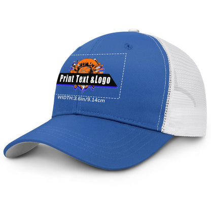 Custom Bule White Two-Tone White Mesh Snapback Cap Unisex Sporty Casual Hats