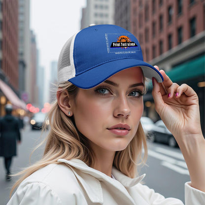 Custom Bule White Two-Tone White Mesh Snapback Cap Unisex Sporty Casual Hats