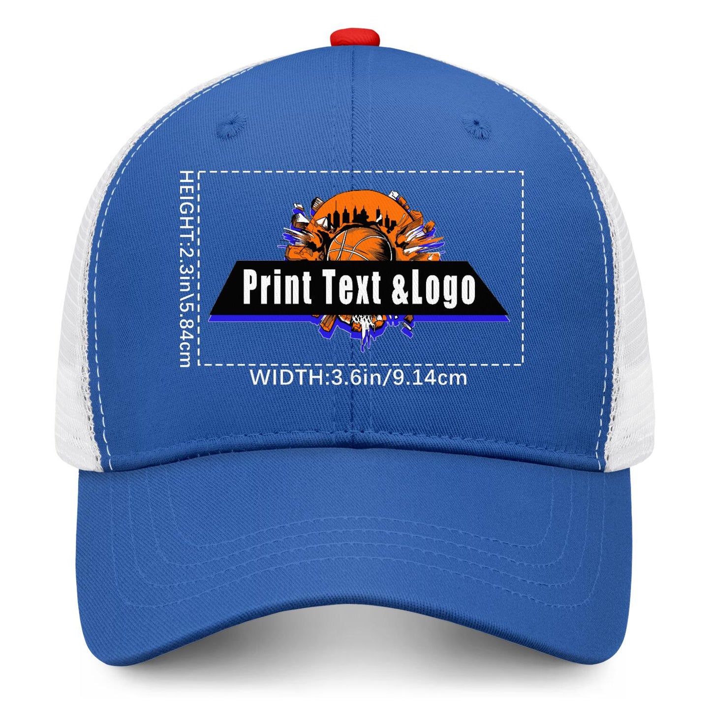 Custom Aquamarine Orange Two-Tone White Mesh Snapback Cap Unisex Sporty Casual Hats