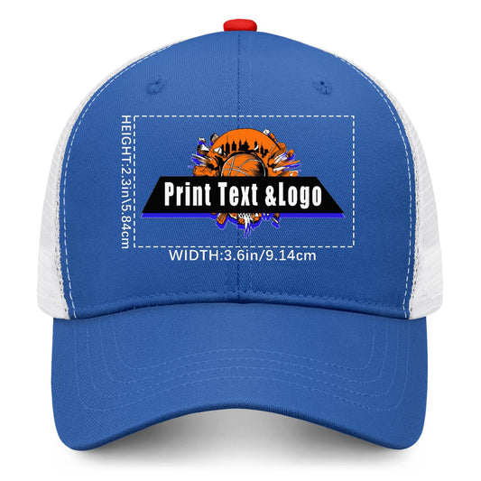 Custom Aquamarine Orange Two-Tone White Mesh Snapback Cap Unisex Sporty Casual Hats