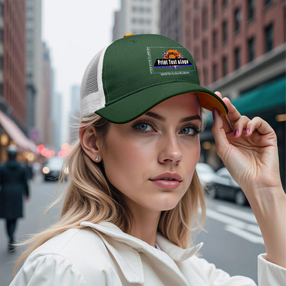 Custom Green Yellow Two-Tone White Mesh Snapback Cap Unisex Sporty Casual Hats