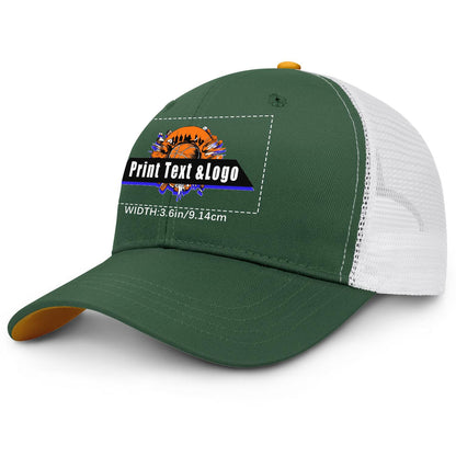 Custom Green Yellow Two-Tone White Mesh Snapback Cap Unisex Sporty Casual Hats