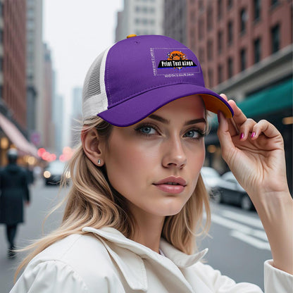 Custom Purple Yellow Two-Tone White Mesh Snapback Cap Unisex Sporty Casual Hats
