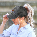 Customized Grey Washed Mesh Cowboy Men's and Women's Ponytail Hat with Velcro Can be Printed Logo Text
