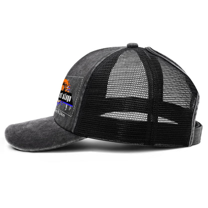 Customized Dark Grey Washed Mesh Cowboy Men's and Women's Ponytail Hat with Velcro Can be Printed Logo Text