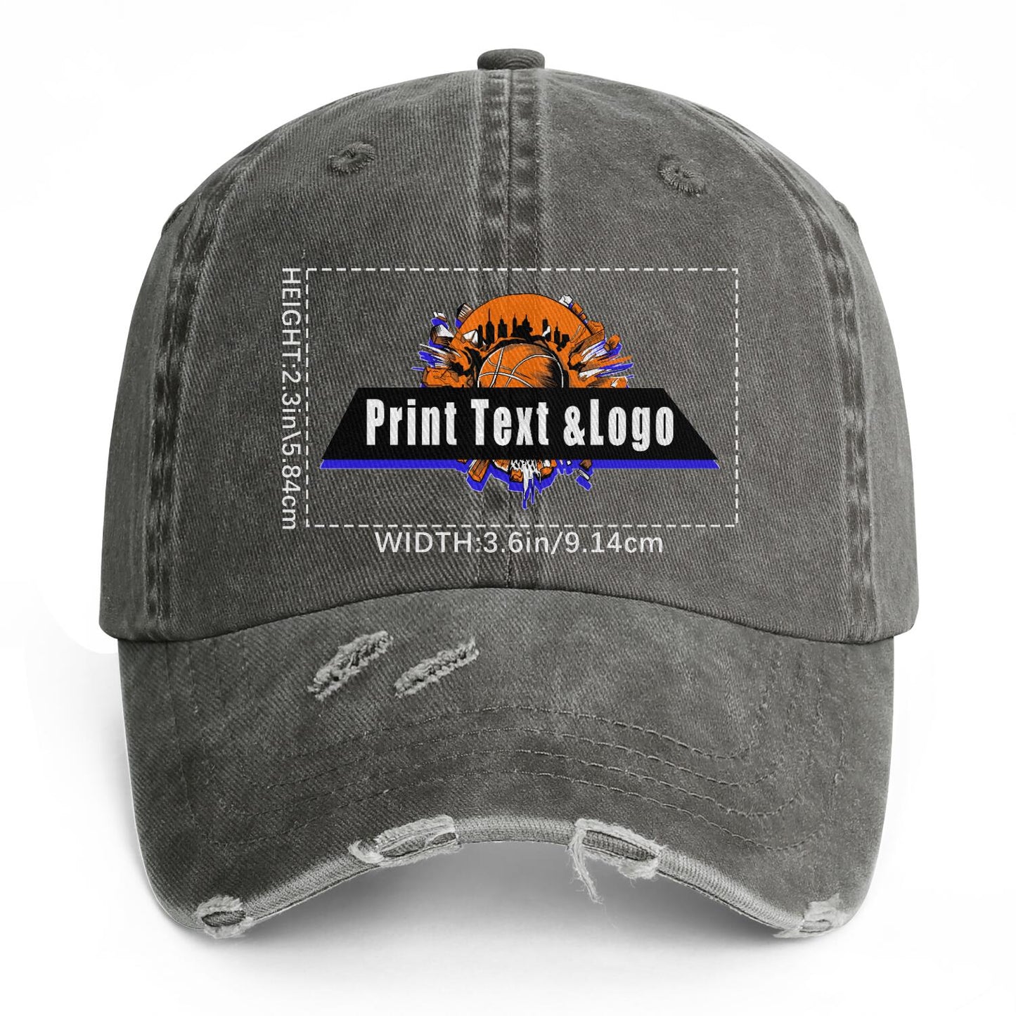 Custom Brown Distressed & Washed Denim Baseball Cap – Unisex Streetwear Style