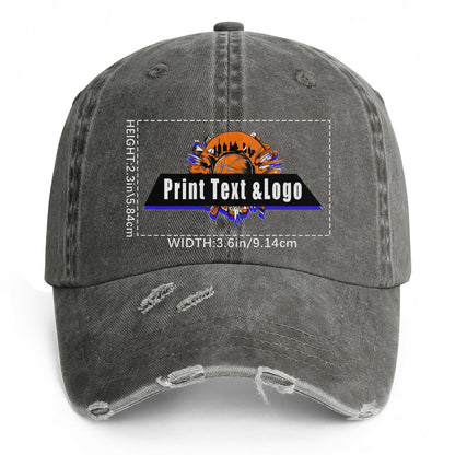 Custom Brown Distressed & Washed Denim Baseball Cap – Unisex Streetwear Style