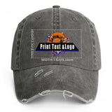 Custom Brown Distressed & Washed Denim Baseball Cap – Unisex Streetwear Style