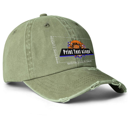 Custom Distressed & Washed Denim Baseball Cap – Unisex Streetwear Style