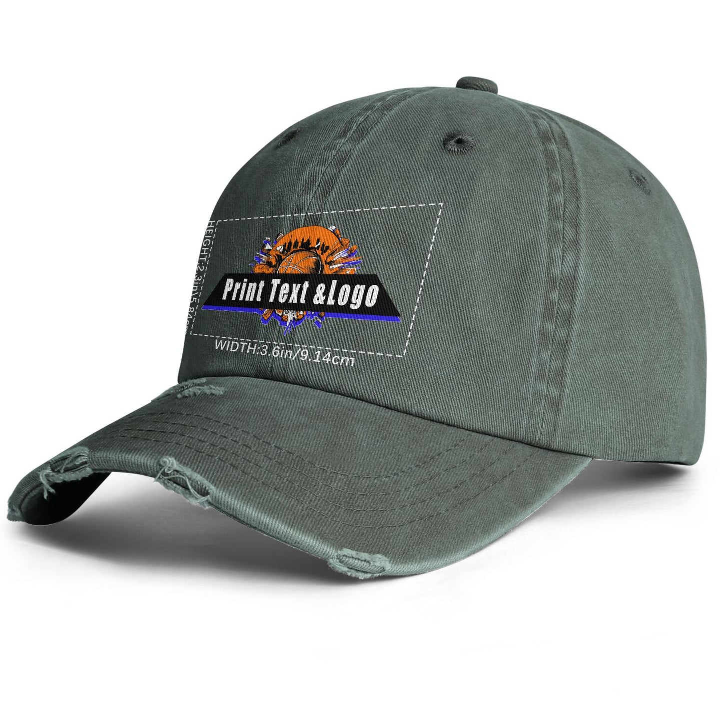 Custom Distressed & Washed Denim Baseball Cap – Unisex Streetwear Style