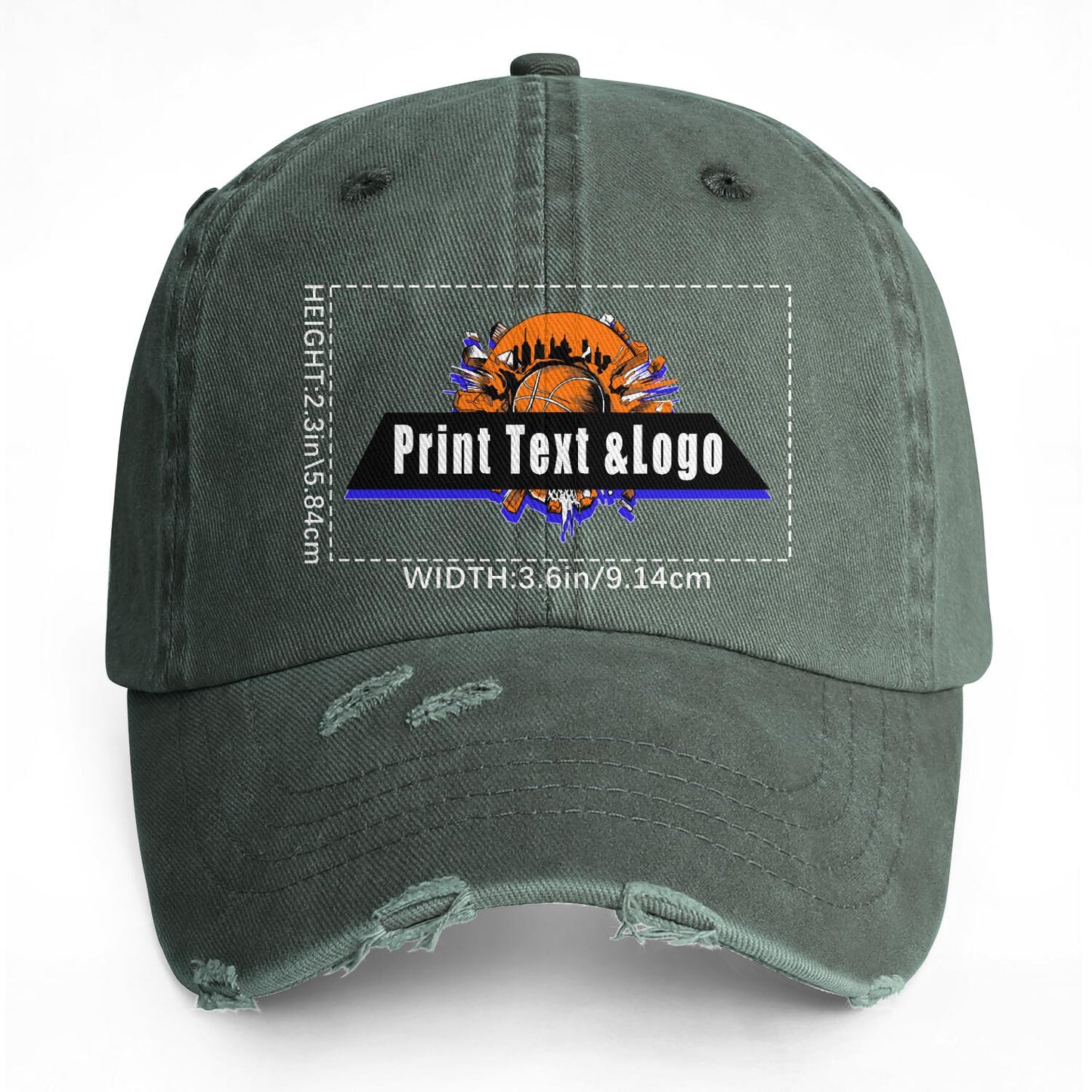 Custom Distressed & Washed Denim Baseball Cap – Unisex Streetwear Style