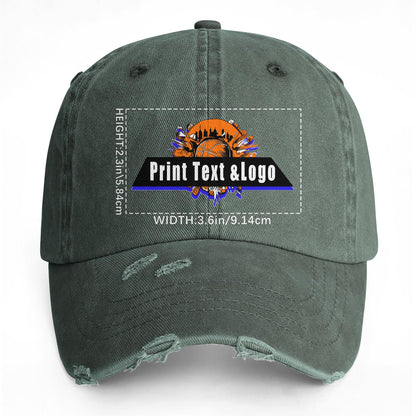 Custom Distressed & Washed Denim Baseball Cap – Unisex Streetwear Style