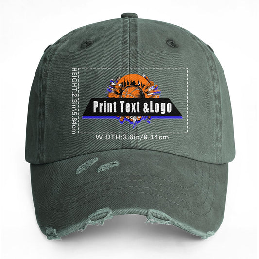 Custom Distressed & Washed Denim Baseball Cap – Unisex Streetwear Style