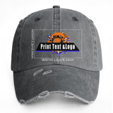 Custom Gray Distressed & Washed Denim Baseball Cap – Unisex Streetwear Style