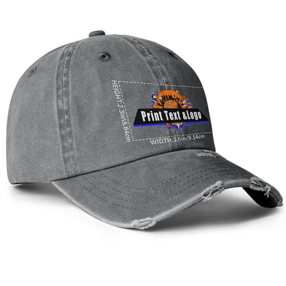 Custom Gray Distressed & Washed Denim Baseball Cap – Unisex Streetwear Style