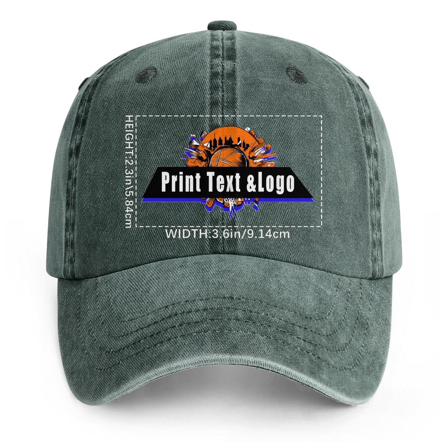Personalized Custom Washed Cowboy Trucker Hat with Logo Fashion Accessory Dark Green