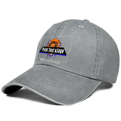 Customized Gray Logo Washed Cowboy Ponytail Cap Metal Snapback Men's and Women's Breathable Baseball Caps