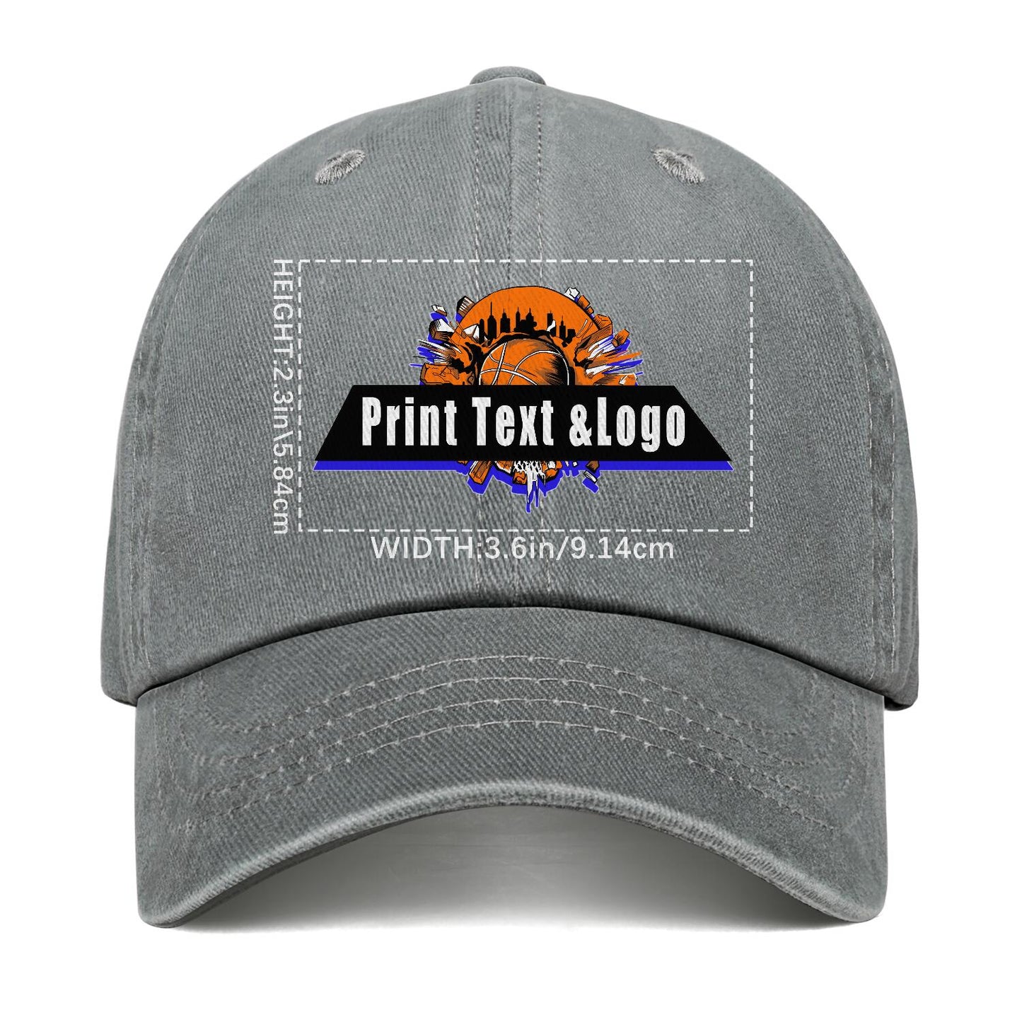 Customized Gray Logo Washed Cowboy Ponytail Cap Metal Snapback Men's and Women's Breathable Baseball Caps