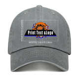 Customized Gray Logo Washed Cowboy Ponytail Cap Metal Snapback Men's and Women's Breathable Baseball Caps