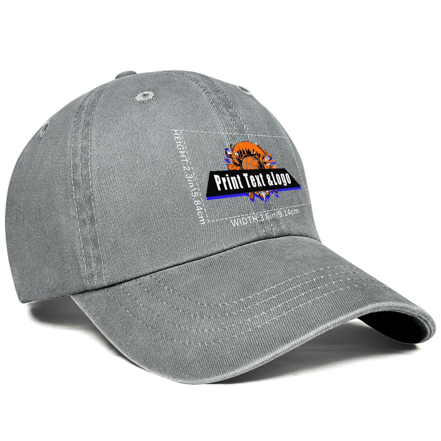 Customized Gray Logo Washed Cowboy Ponytail Cap Metal Snapback Men's and Women's Breathable Baseball Caps