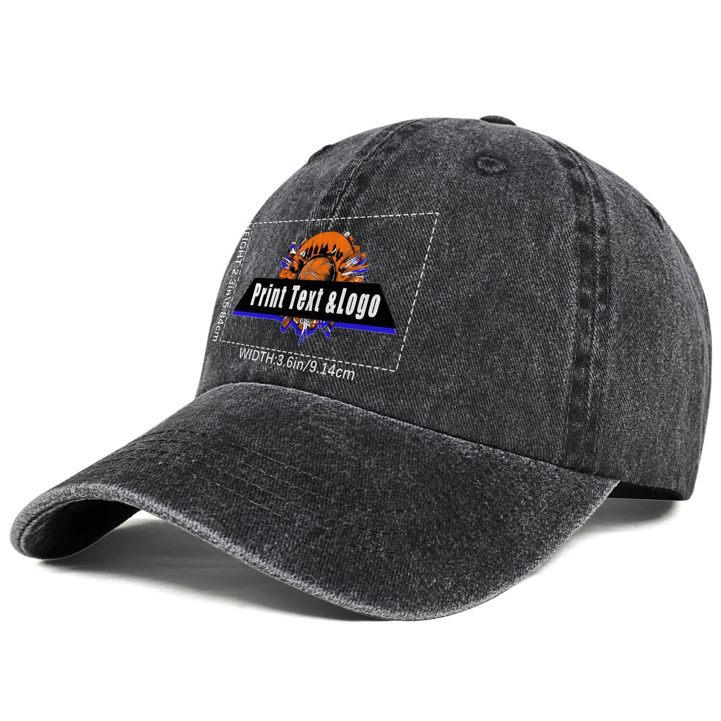 Customized Black Logo Washed Cowboy Ponytail Cap Metal Snapback Men's and Women's Breathable Baseball Caps