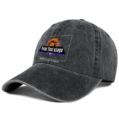Customized Black Logo Washed Cowboy Ponytail Cap Metal Snapback Men's and Women's Breathable Baseball Caps