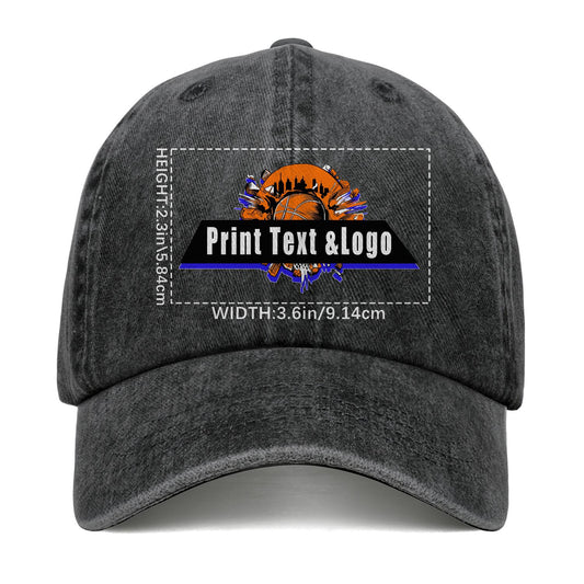Customized Black Logo Washed Cowboy Ponytail Cap Metal Snapback Men's and Women's Breathable Baseball Caps