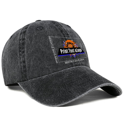 Customized Black Logo Washed Cowboy Ponytail Cap Metal Snapback Men's and Women's Breathable Baseball Caps