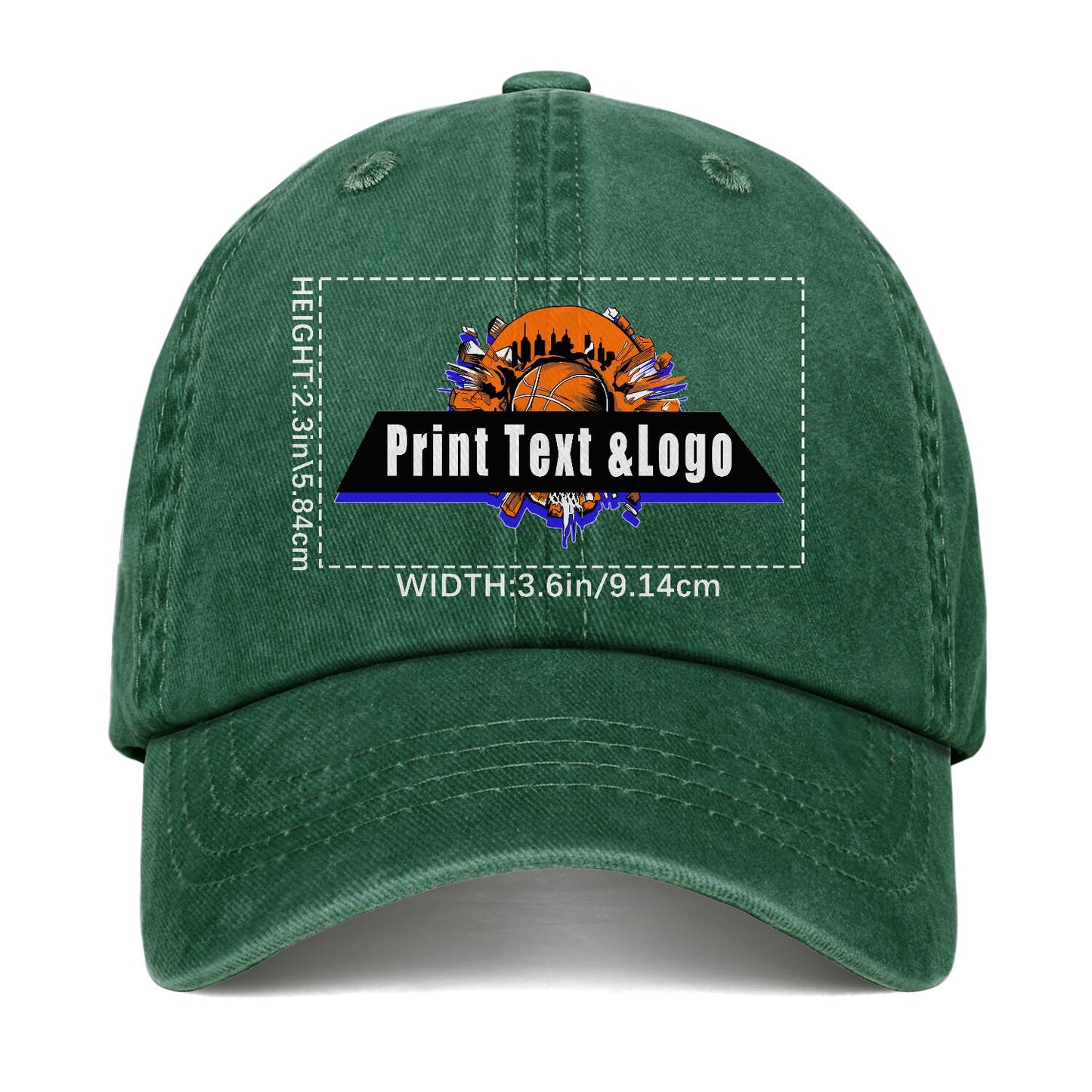 Customized Green Logo Washed Cowboy Ponytail Cap Metal Snapback Men's and Women's Breathable Baseball Caps