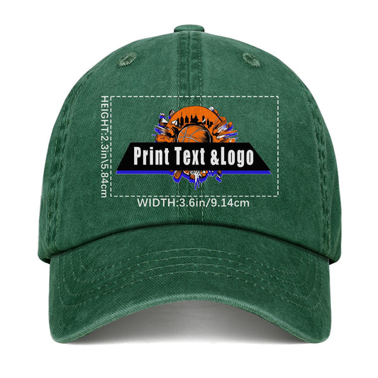 Customized Green Logo Washed Cowboy Ponytail Cap Metal Snapback Men's and Women's Breathable Baseball Caps