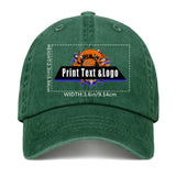 Customized Green Logo Washed Cowboy Ponytail Cap Metal Snapback Men's and Women's Breathable Baseball Caps