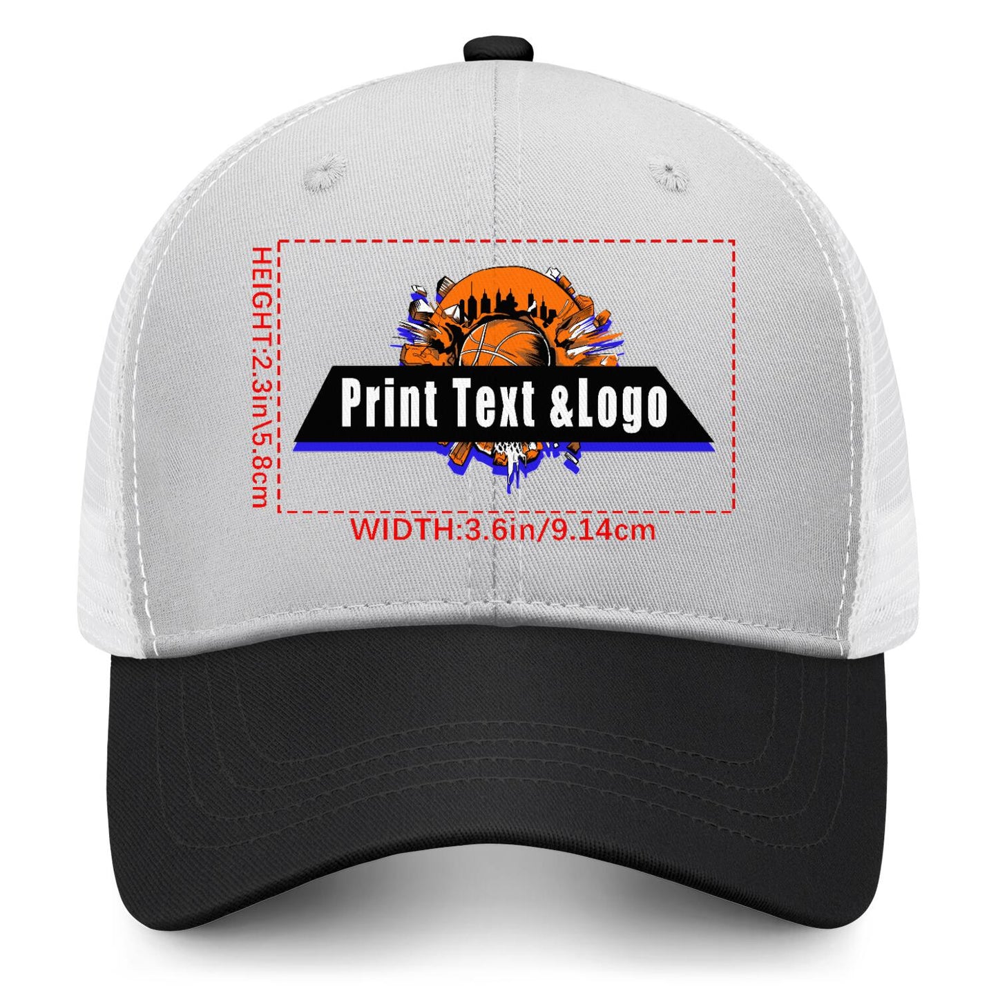 Custom Grey Black Color-Block Snapback Cap with White Mesh Logo Printing Hats