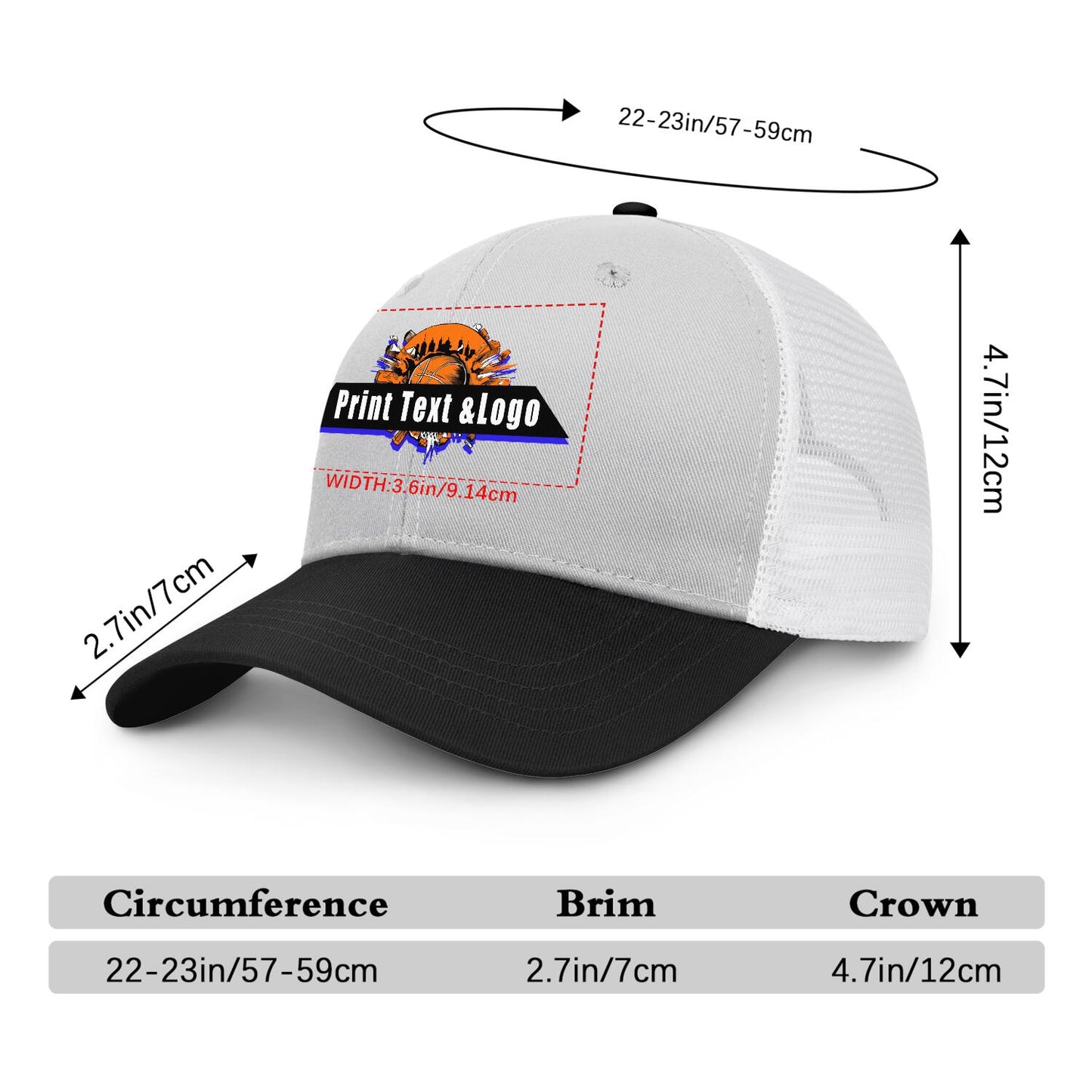 Custom Grey Black Color-Block Snapback Cap with White Mesh Logo Printing Hats